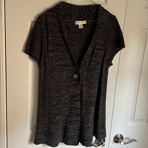 Christopher & Banks Grey Short Sleeve Cardigan